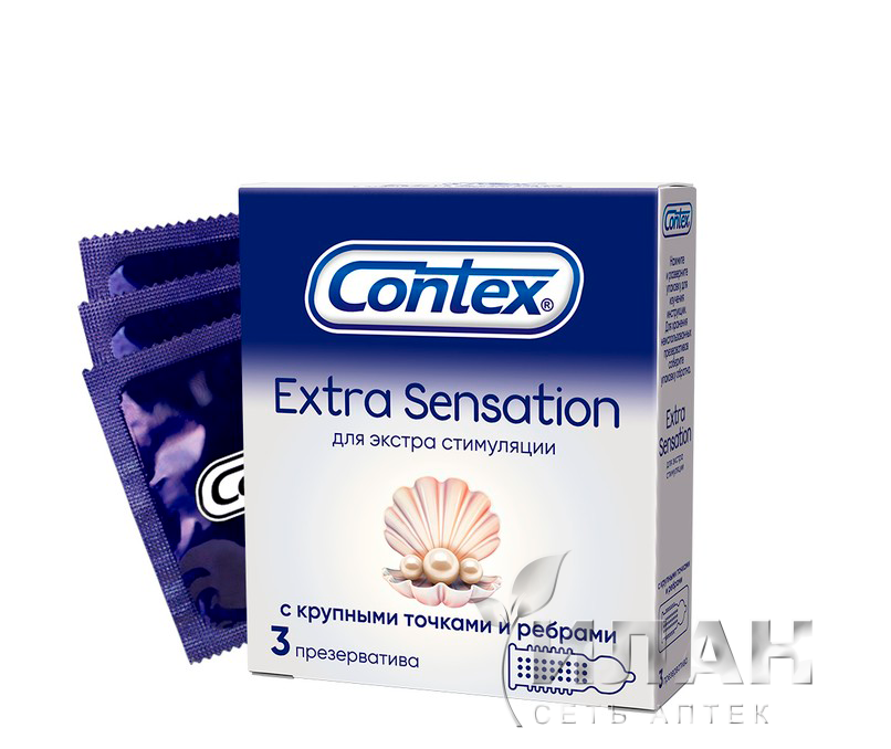Презерватив "Contex" Extra Sensation с крупными точками и ребрами