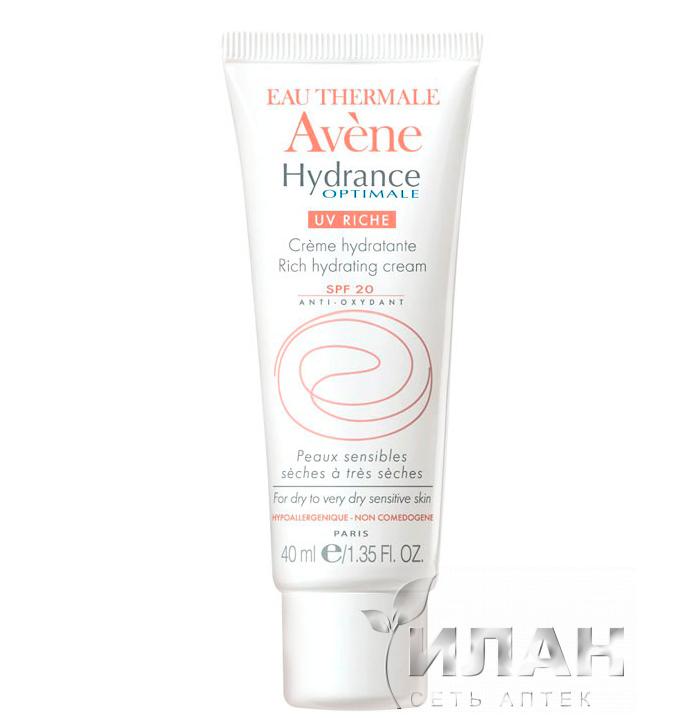 Авен Гидранс Оптималь UV20 Риш Увлажняющий защитный крем (Avene Hydrance Optimale UV Rich SPF 20 protective hydrating cream)